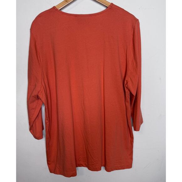 Liz & Me Orange Black Cat Shirt Cut Tag Quarter Sleeve - Picture 4 of 4